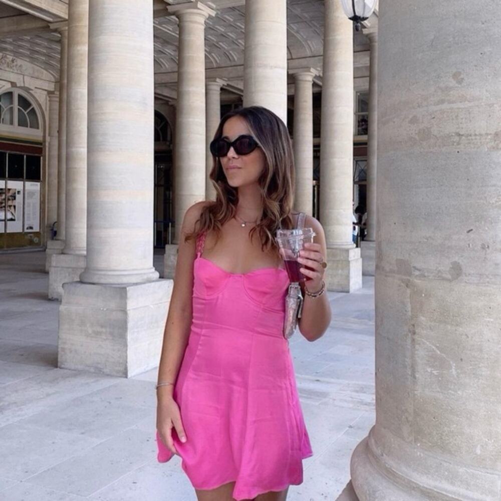 Zara Pink Ruched Mini Sundress Size Xs NWT